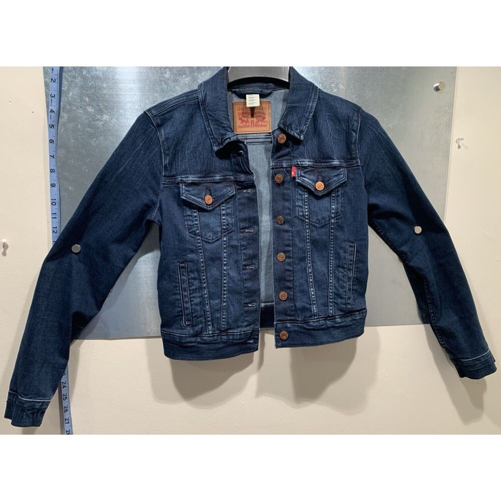 Truckers Jacket Levi Strauss & Co. Red Tag Dark Wash Denim 4 Pocket Stretch XS